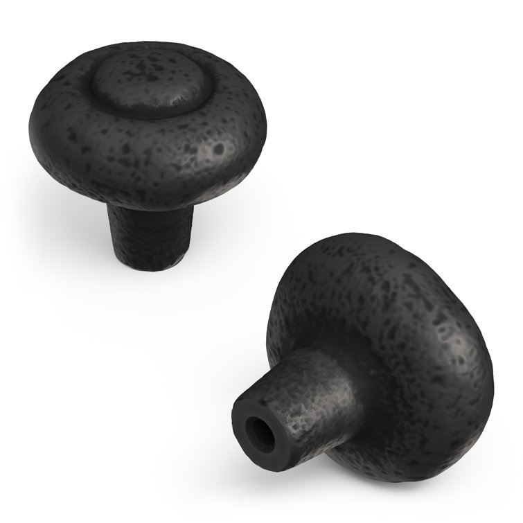 Black Iron 1-1/2" Round Rustic Cabinet Knob 10-Pack