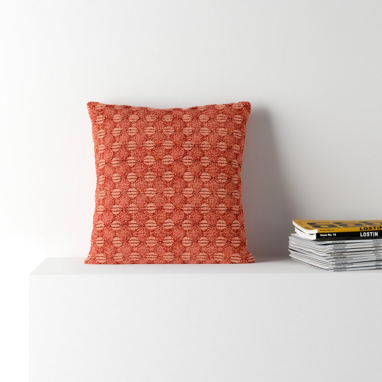 Terracotta Textured Cotton 20" Square Throw Pillow