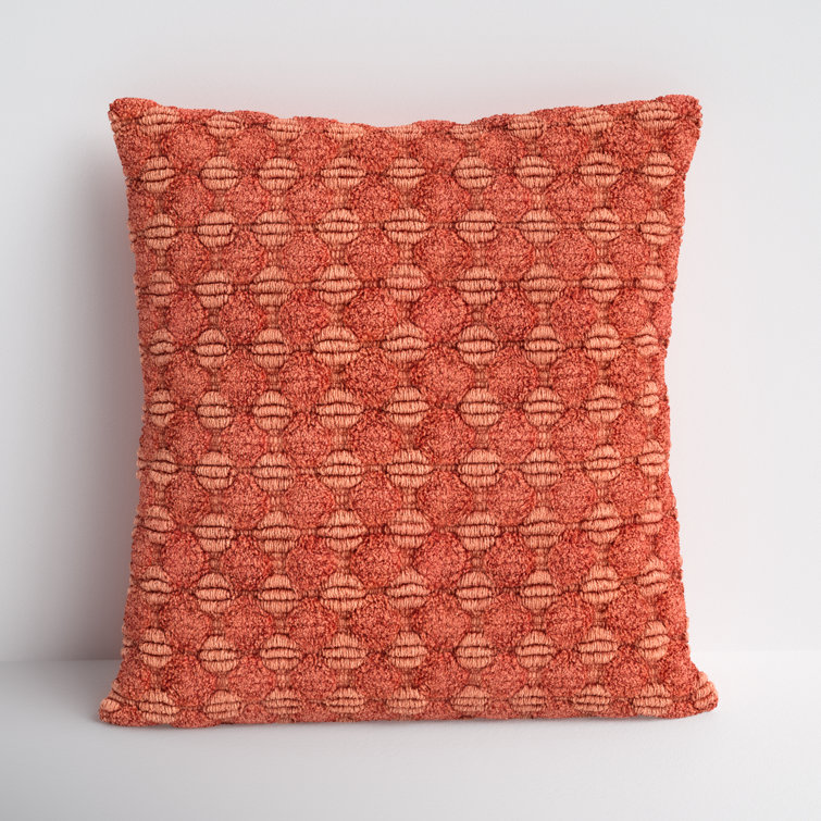 Terracotta Textured Cotton 20" Square Throw Pillow