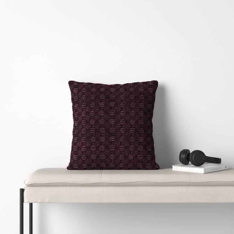 20" Wine Textured Cotton Square Throw Pillow