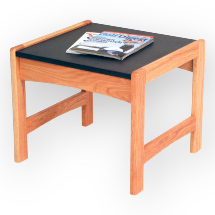 Slate Gray Oak End Table with Black Granite Laminate Top