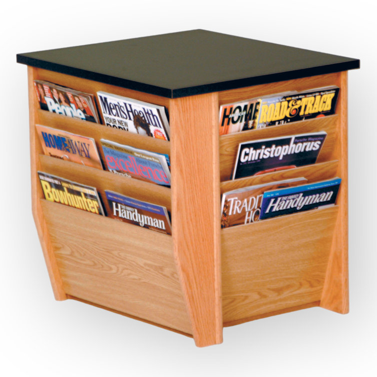 Light Oak and Black Granite Top Rectangular End Table