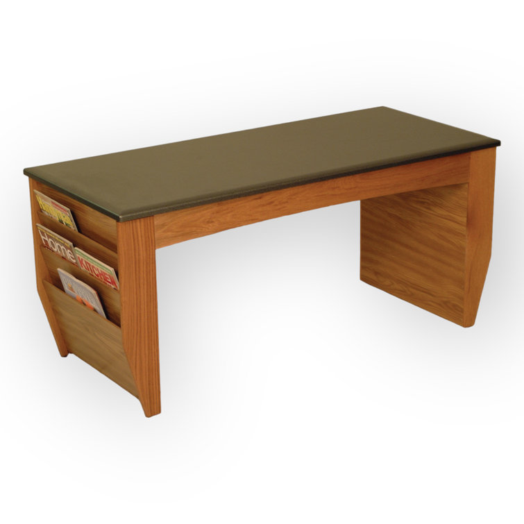 Medium Oak Coffee Table with Magazine Pockets and Black Granite Top