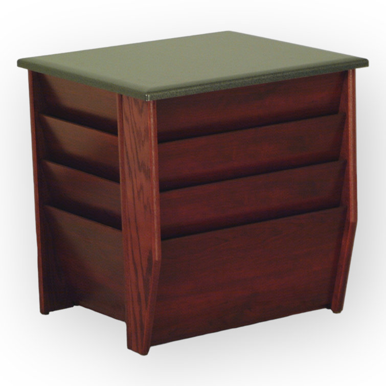 Mahogany & Black Granite Magazine End Table with Storage