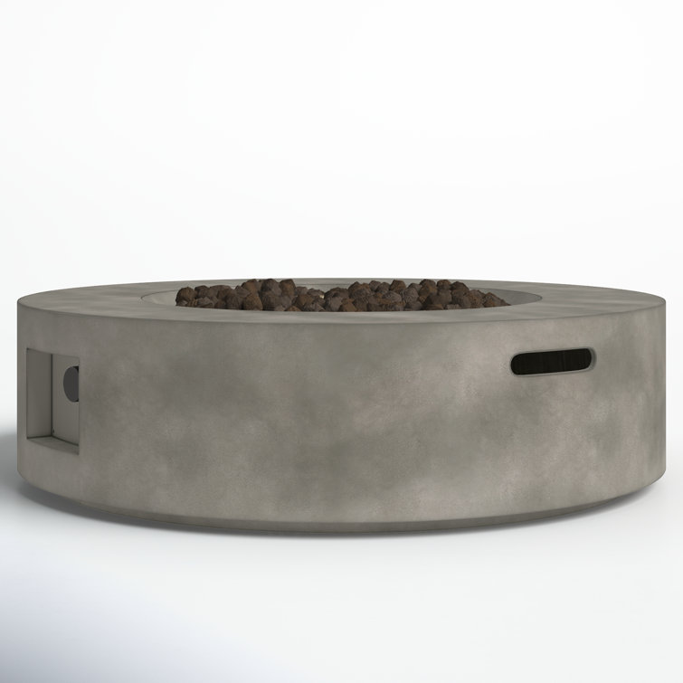 Natural Concrete Round Gas Fire Pit Table with Stainless Steel Burner
