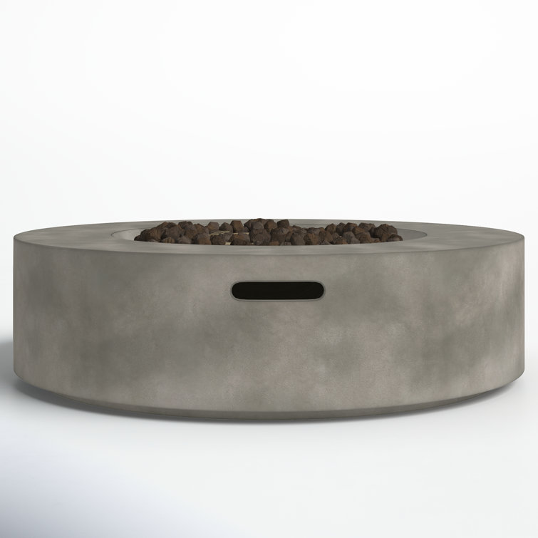 Natural Concrete Round Gas Fire Pit Table with Stainless Steel Burner