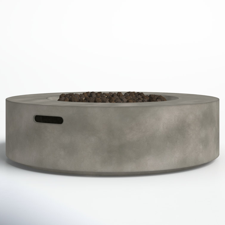 Natural Concrete Round Gas Fire Pit Table with Stainless Steel Burner