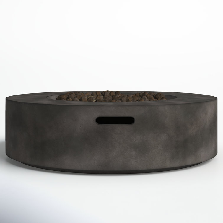 Natural Concrete Round Gas Fire Pit Table with Stainless Steel Burner
