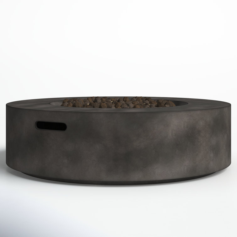 Natural Concrete Round Gas Fire Pit Table with Stainless Steel Burner