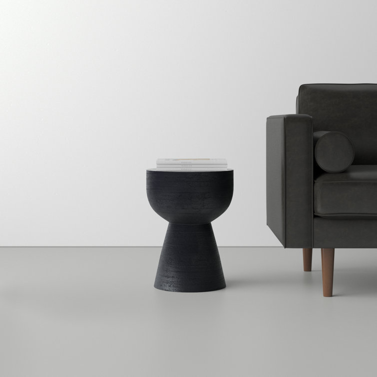 Moreno Dark Charcoal Acacia Wood Round End Table