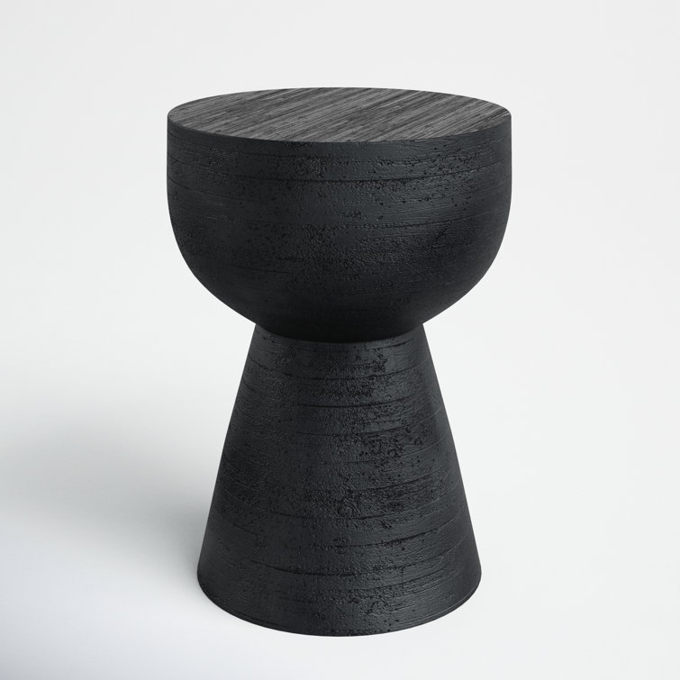 Moreno Dark Charcoal Acacia Wood Round End Table