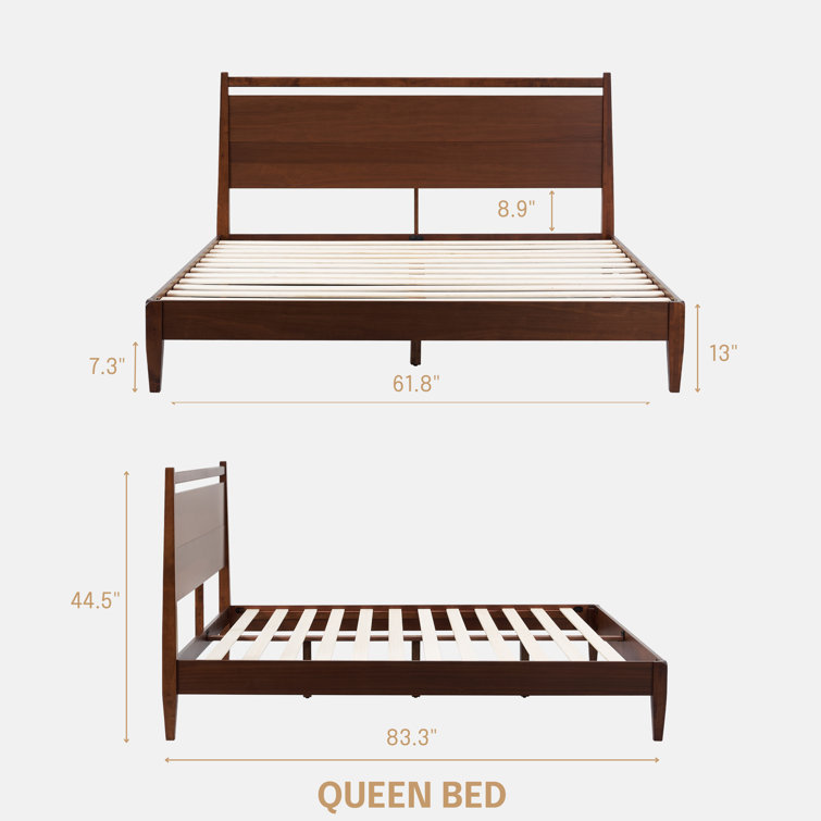 Adept Queen Dark Walnut Wooden Bed Frame with Headboard