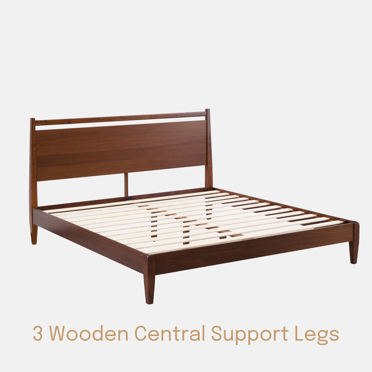 Adept Queen Dark Walnut Wooden Bed Frame with Headboard