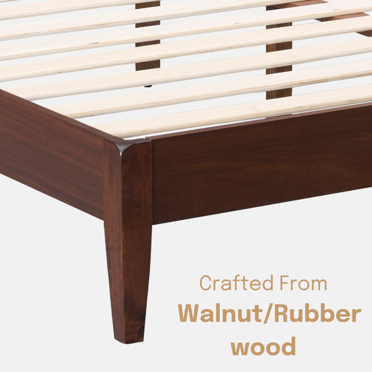 Adept Queen Dark Walnut Wooden Bed Frame with Headboard