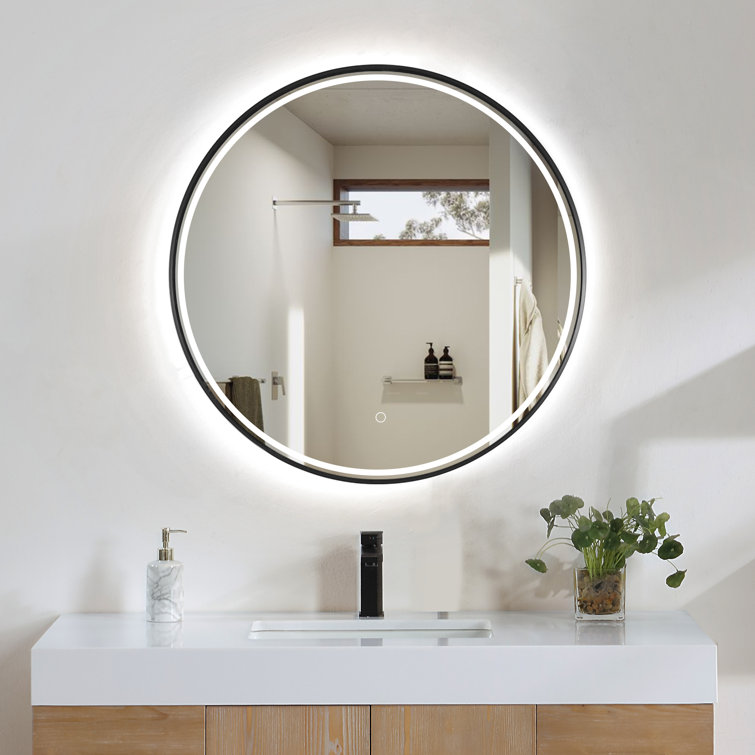Round Silver and Gold LED Bathroom Vanity Mirror