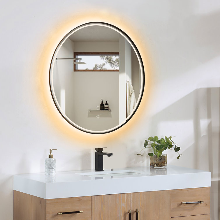 Round Silver and Gold LED Bathroom Vanity Mirror