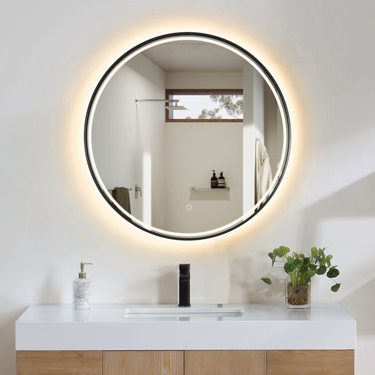 Round Silver and Gold LED Bathroom Vanity Mirror