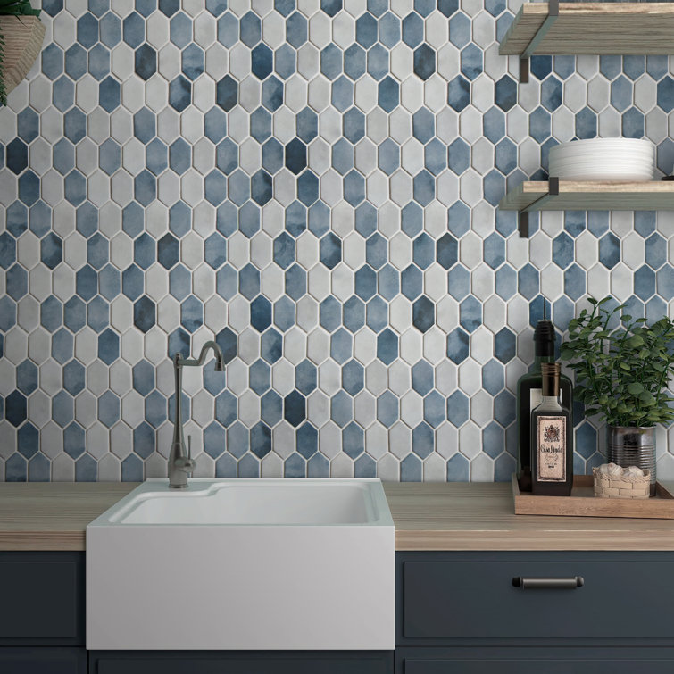 10.75" x 10.12" Hexagonal Recycled Glass Wall & Floor Tile