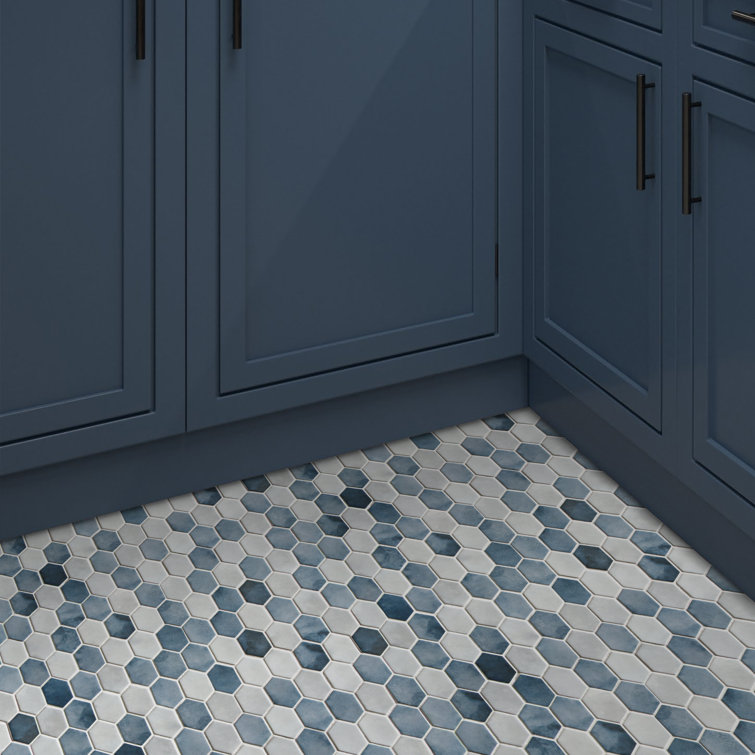 10.75" x 10.12" Hexagonal Recycled Glass Wall & Floor Tile