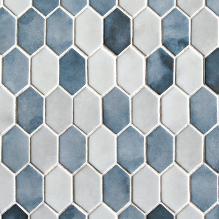 10.75" x 10.12" Hexagonal Recycled Glass Wall & Floor Tile