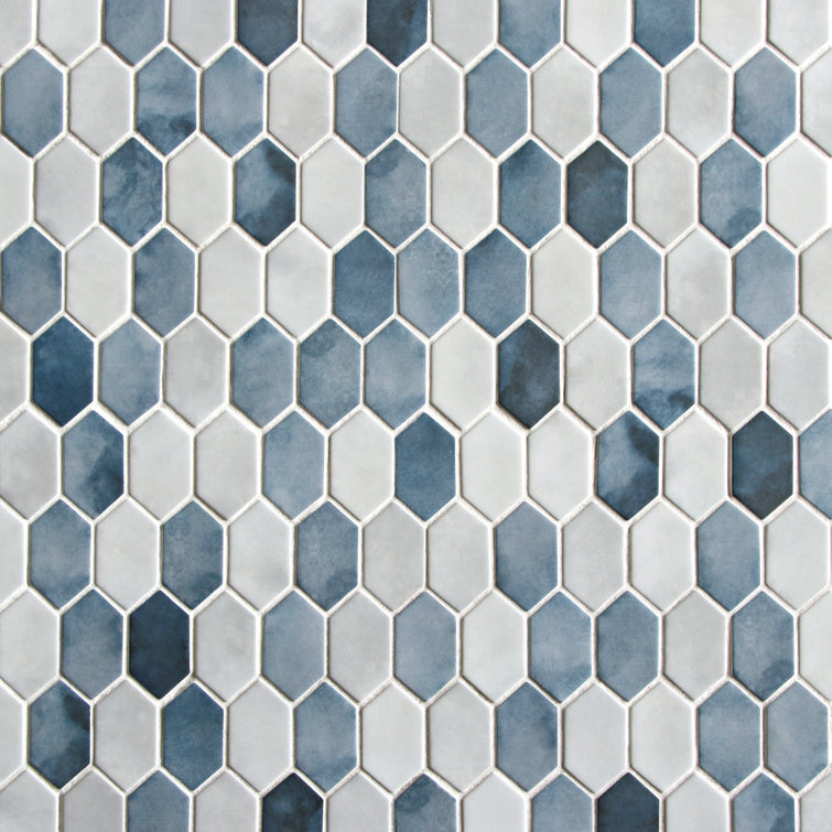 10.75" x 10.12" Hexagonal Recycled Glass Wall & Floor Tile