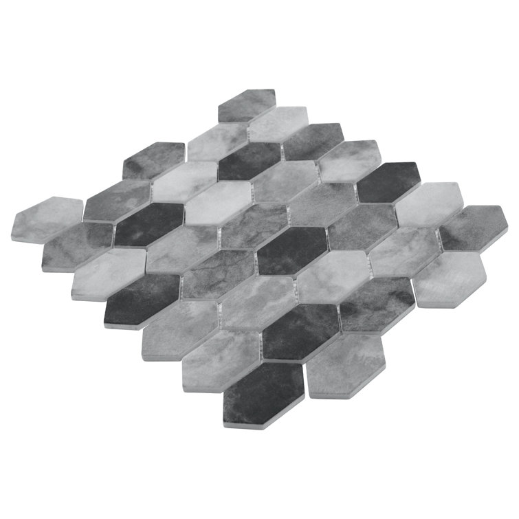 Gray Hexagonal Recycled Glass Mosaic Floor and Wall Tile