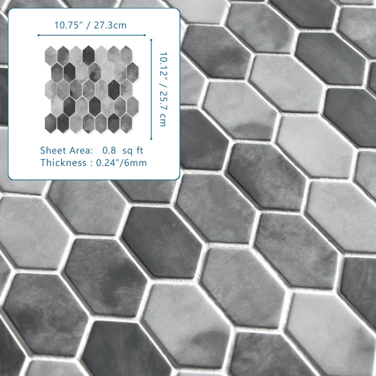 Gray Hexagonal Recycled Glass Mosaic Floor and Wall Tile