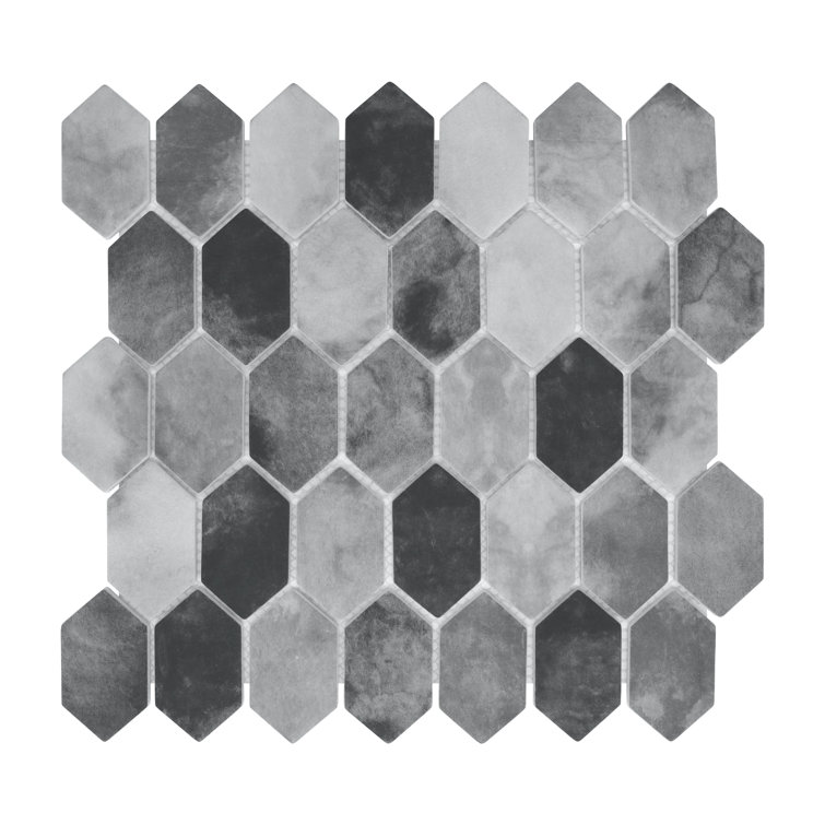 Gray Hexagonal Recycled Glass Mosaic Floor and Wall Tile