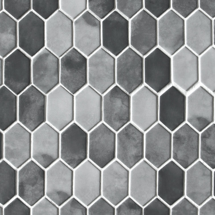Gray Hexagonal Recycled Glass Mosaic Floor and Wall Tile