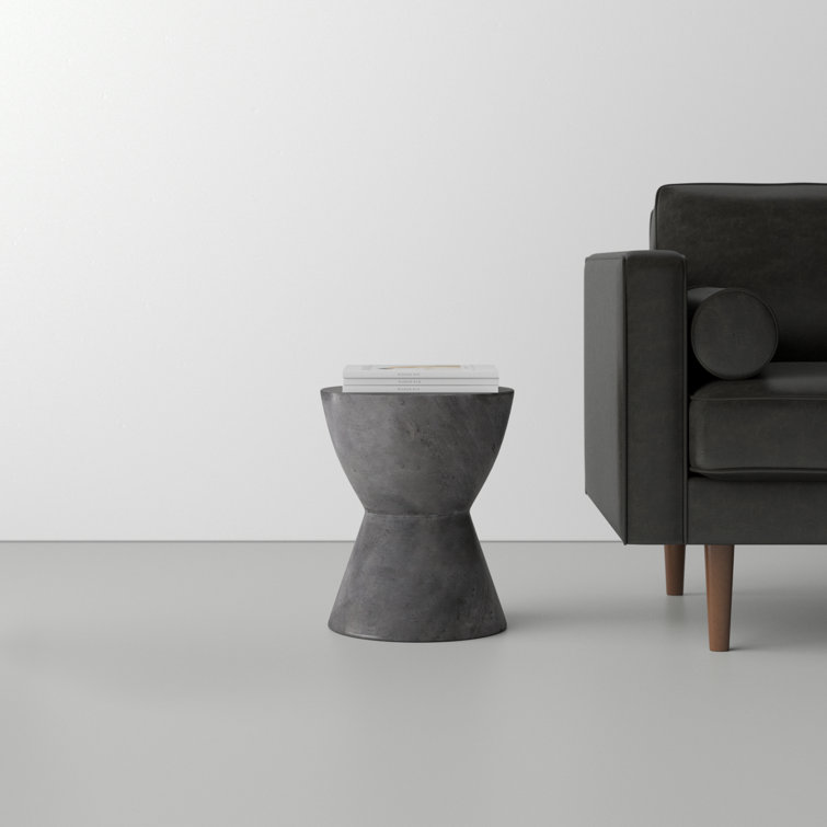 Athena Transitional Concrete Round Accent Table - Grays/Brown