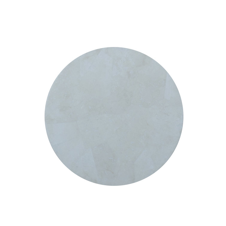 White and Natural Wood Stone Round Spot Table