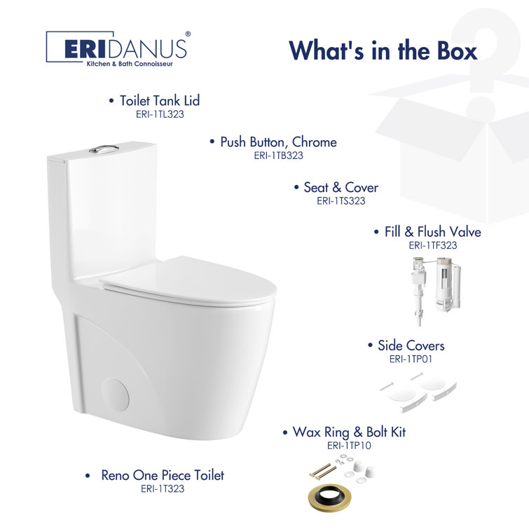 White Elongated Dual Flush High Efficiency One-Piece Toilet
