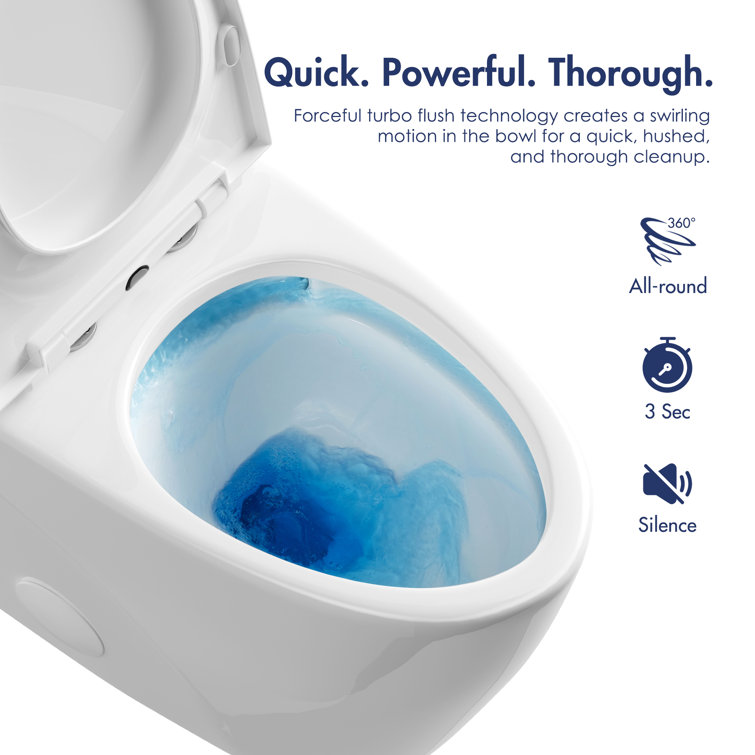 White Elongated Dual Flush High Efficiency One-Piece Toilet