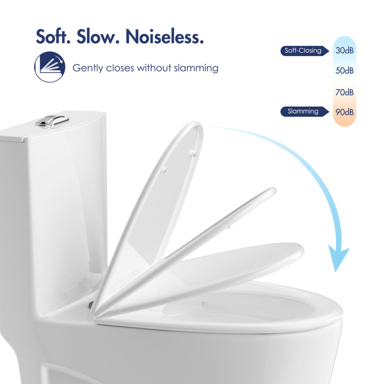 White Elongated Dual Flush High Efficiency One-Piece Toilet