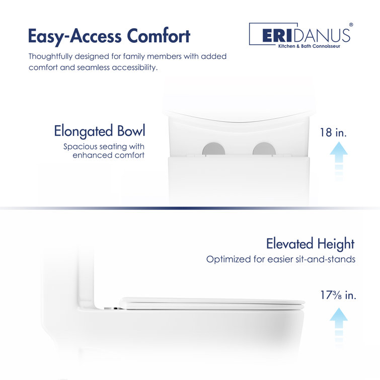 White Elongated Dual Flush High Efficiency One-Piece Toilet