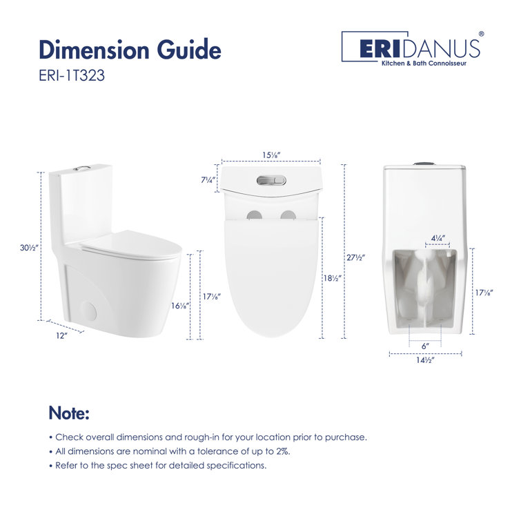 White Elongated Dual Flush High Efficiency One-Piece Toilet