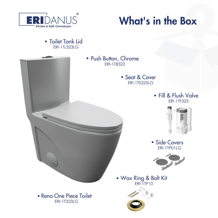 Reno Glacier Gray Elongated Dual Flush One-Piece Toilet