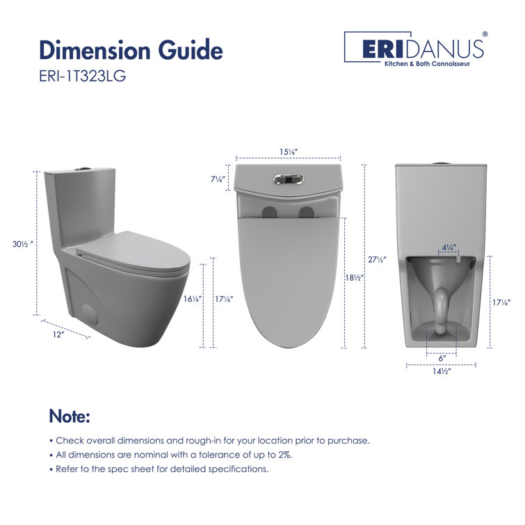 Reno Glacier Gray Elongated Dual Flush One-Piece Toilet