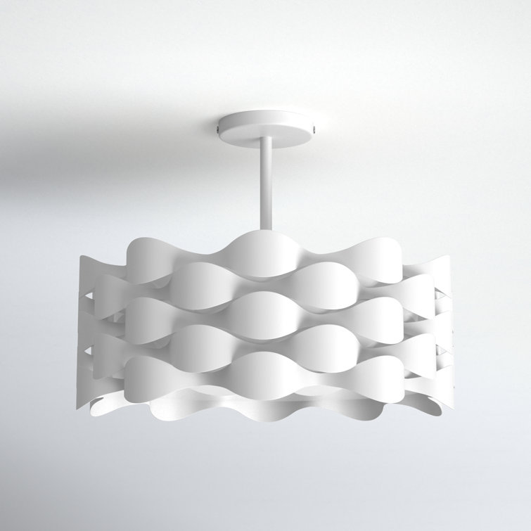 Sand White Coastal Drum LED Flush Mount with Fabric Shade