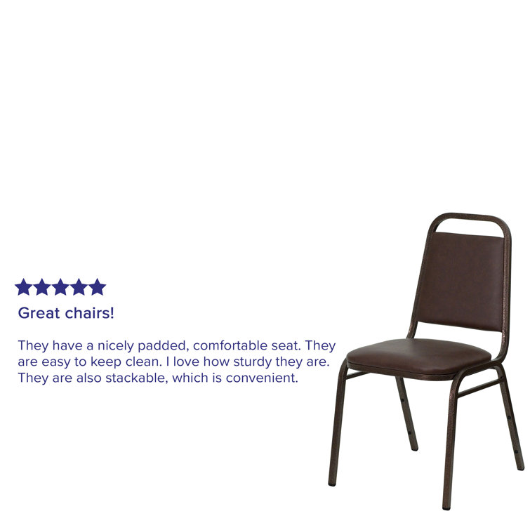 Brown Vinyl Stacking Banquet Chair with Copper Frame
