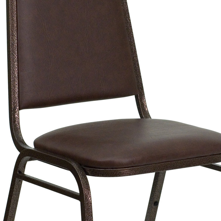 Brown Vinyl Stacking Banquet Chair with Copper Frame