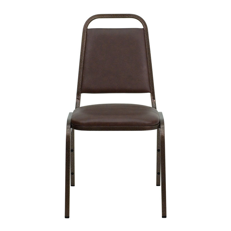 Brown Vinyl Stacking Banquet Chair with Copper Frame