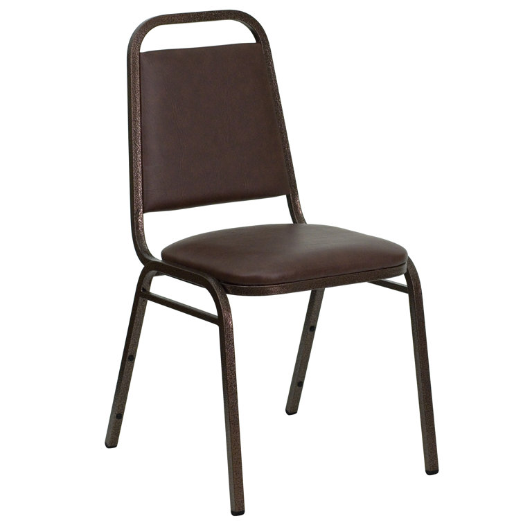Brown Vinyl Stacking Banquet Chair with Copper Frame