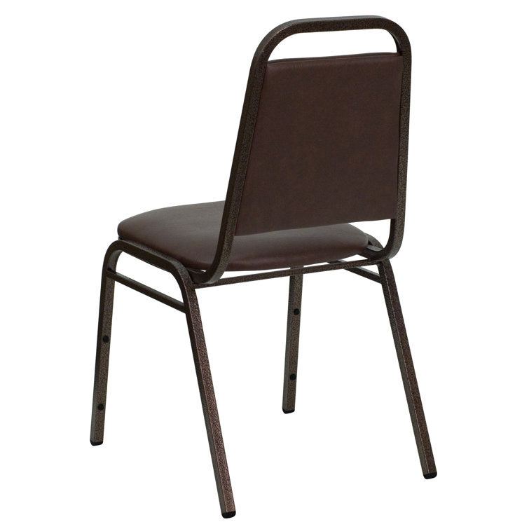 Brown Vinyl Stacking Banquet Chair with Copper Frame