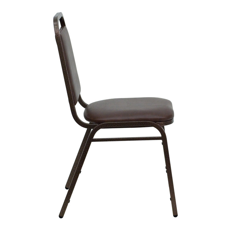 Brown Vinyl Stacking Banquet Chair with Copper Frame