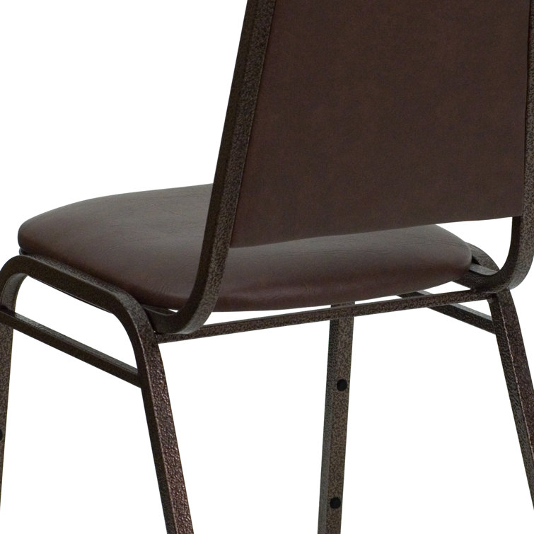 Brown Vinyl Stacking Banquet Chair with Copper Frame