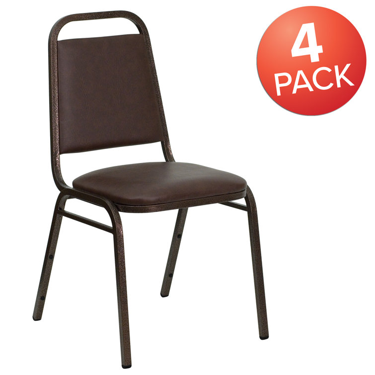 Brown Vinyl Stacking Banquet Chair with Copper Frame