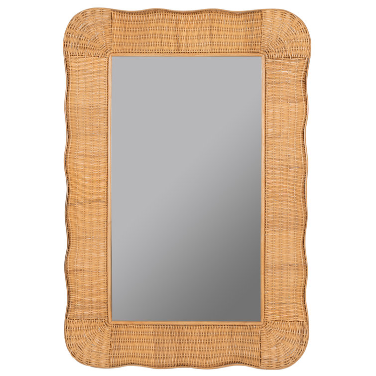 Handcrafted Natural Rattan Rectangular Wall Mirror