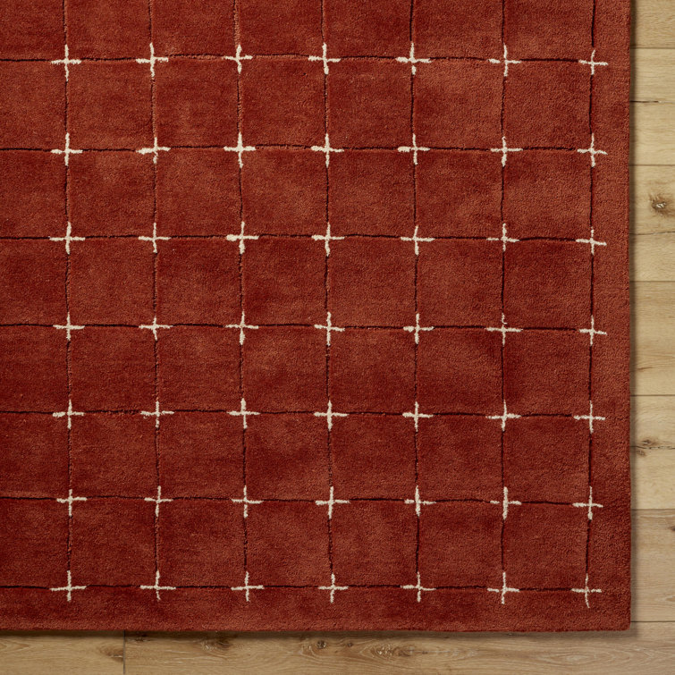 Hand-Tufted Red Wool 9' x 12' Area Rug
