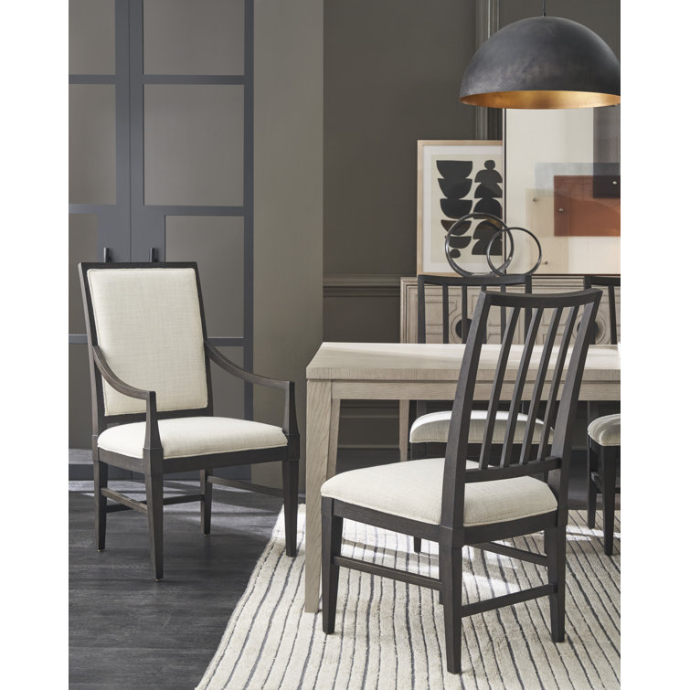 Black Solid Oak Upholstered Slat Back Side Chair